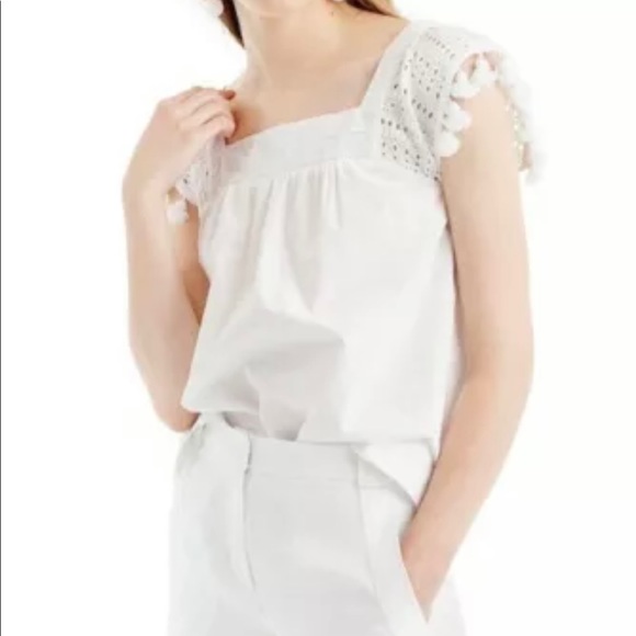 J Crew Pom Pom square neck blouse - Picture 5 of 6